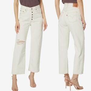 Levi’s Snap Ribcage Straight Ankle Sz 29 Barely Freezing with Damage